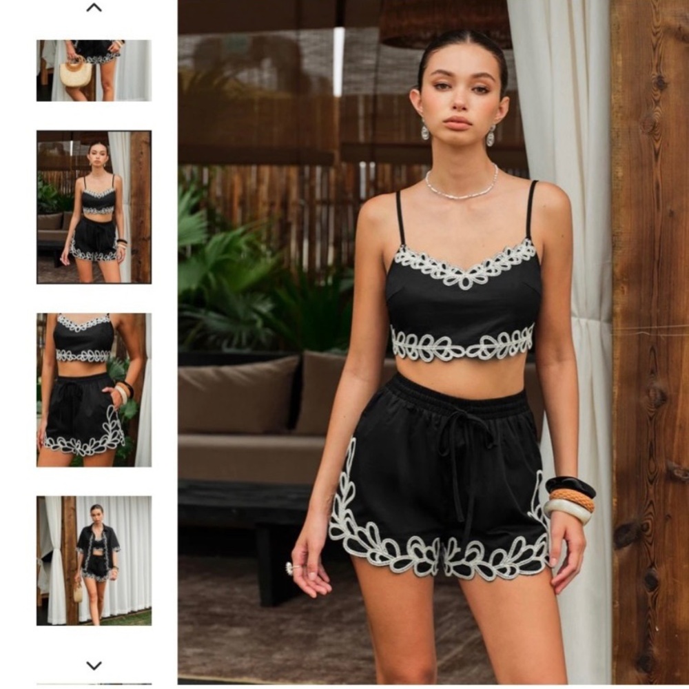 Commense embroidery black vacation set new with tag resort wear - Picture 2 of 6